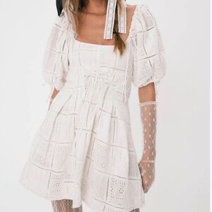 For Love & Lemons Everette Mini Dress Ivory